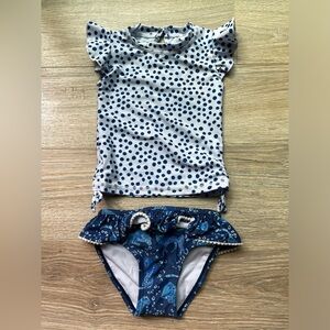 NWT Snapper Rock Girls' Cheetah Spot Short Sleeve Ruffle Set Size 12-18 months